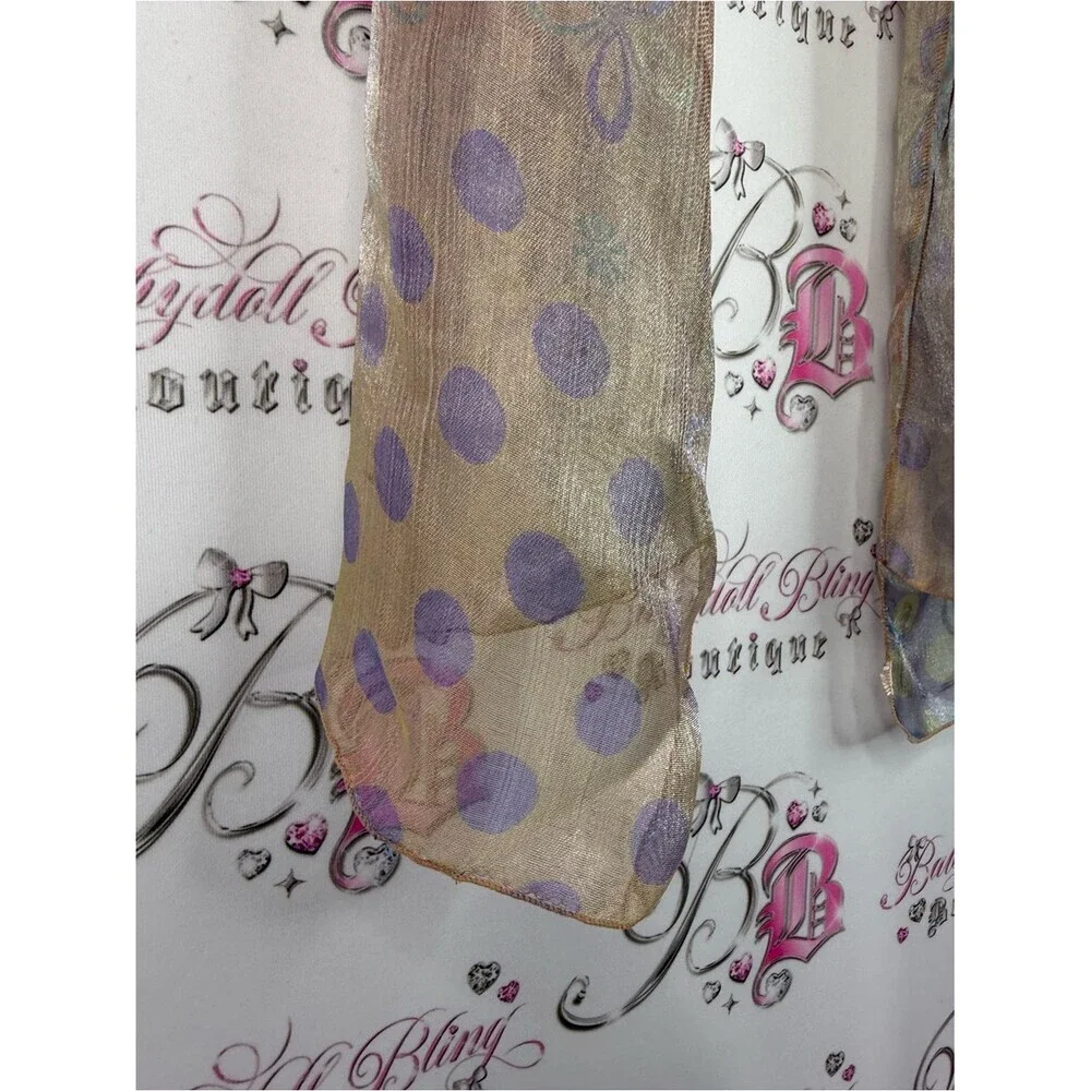 Lightweight Sheer Polka Dot Scarf in Taupe and Lavender